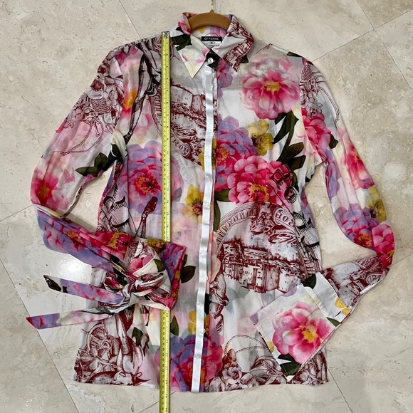 Italian Couture “GFFERRE” Bellissimo Floral Artsy Blouse - Picture 11 of 15